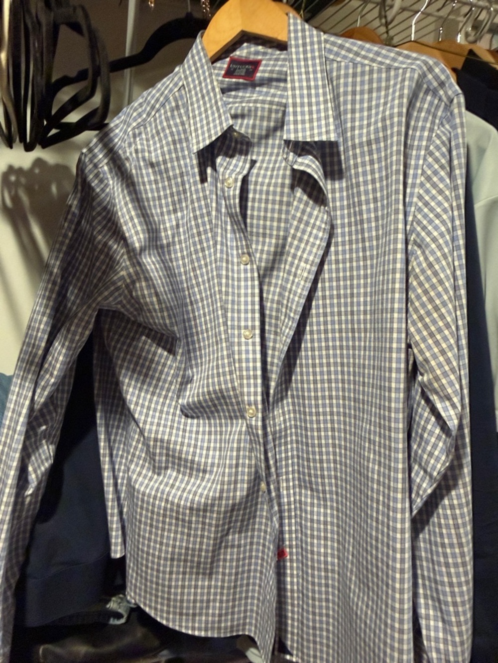UNTUCKit Blue and White Checked Dress Shirt